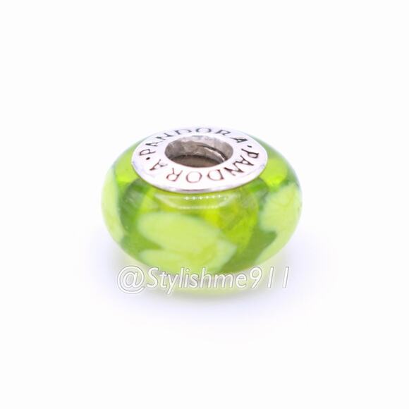 Authentic Pandora Lime Green with Lime Hearts Charm - Picture 7 of 10
